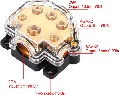 5 Way Power/Ground Distribution Block 0 AWG In, 2/4/8 AWG Out