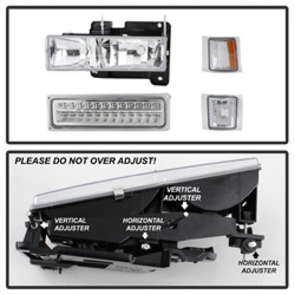 SPYDER Xtune 92-94 Blazer Full Size Corner/LED Bumper Headlights Chrome HD-JH-CCK88-LED-AM-C-SET 5069559