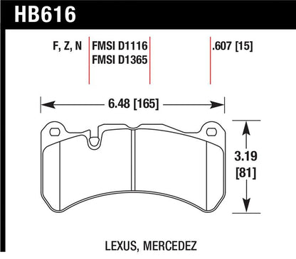 Hawk 08-11 Lexus IS-F / 05-06 M Benz CLK55 AMG / 07-08 CLK63 AMG DTC-60 Race Front Brake Pads