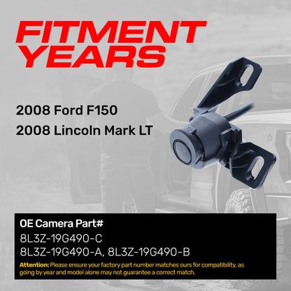 Ford F150 / Lincoln Mark LT (2008) OEM Replacement Backup Camera OE Part # 8L3Z-19G490-A, 8L3Z-19G490-B, 8L3Z-19G490-C