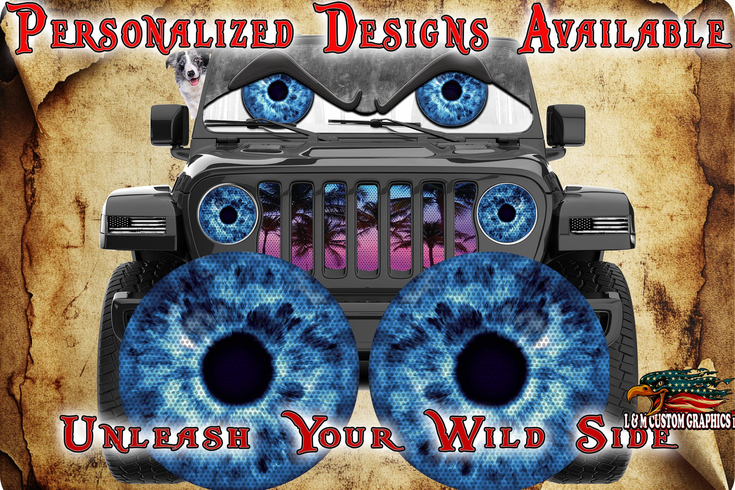 Blue eyes for a round headlight decal 60