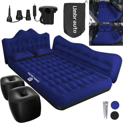 Umbrauto 29.53in/75cm Wide Car Air Mattress Inflatable SUV, Truck & Van Back Seat Camping Bed with Pump & Pillows, Navy