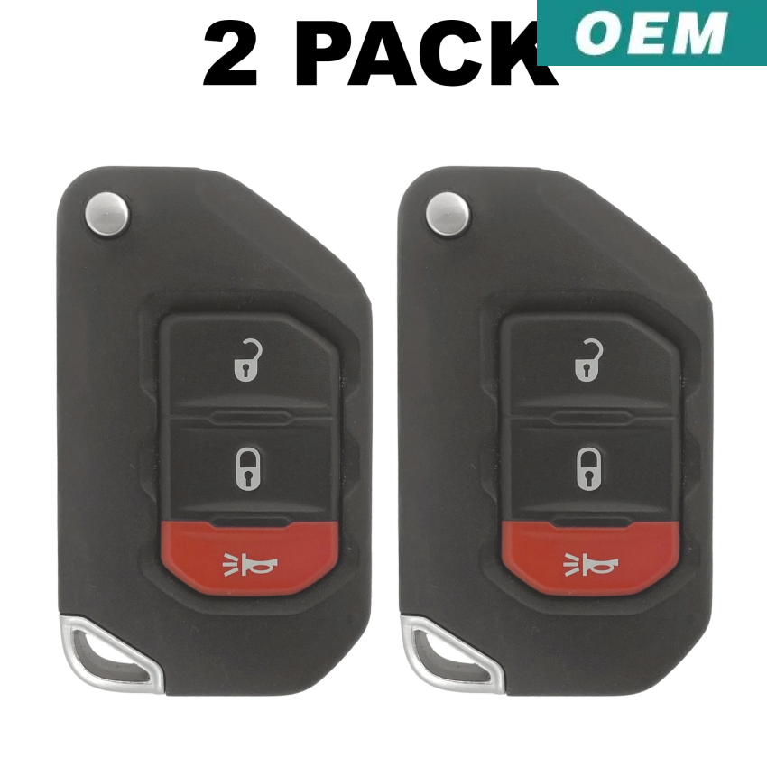 Jeep Gladiator Wrangler 2018-2025 OEM 3 Button Flip Key OHT1130261 (2 Pack)
