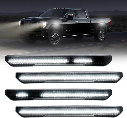 2020-2026+ GMC Sierra HD 2500 Smoked White Amber SCANNING LED Side Markers