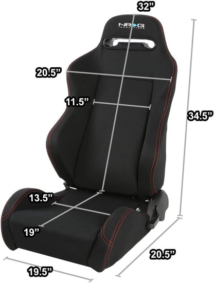 NRG TYPE-R FULLY RECLINABLE RED STITCH RACING SEATS - PRICED PER PAIR