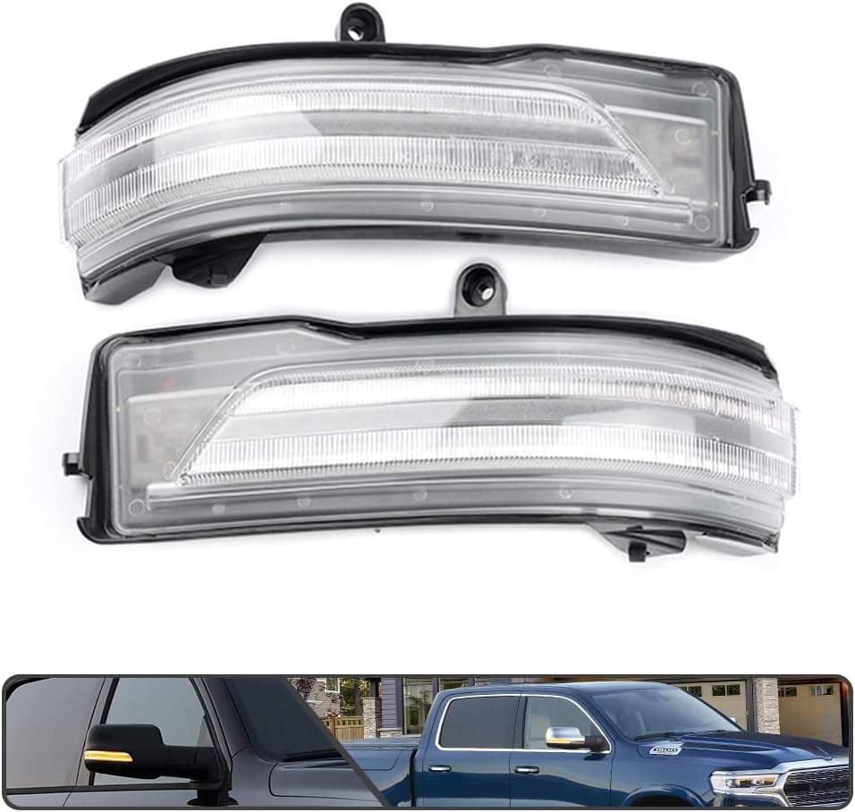 2019-2024 Ram 1500 & TRX Clear Smoked Amber Scanning LED Mirror Lights