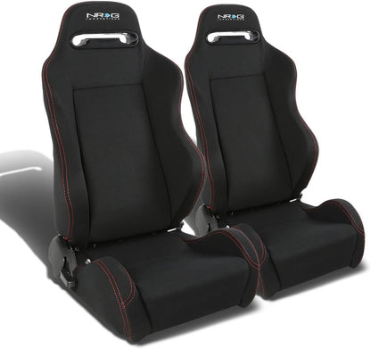 NRG TYPE-R FULLY RECLINABLE RED STITCH RACING SEATS - PRICED PER PAIR