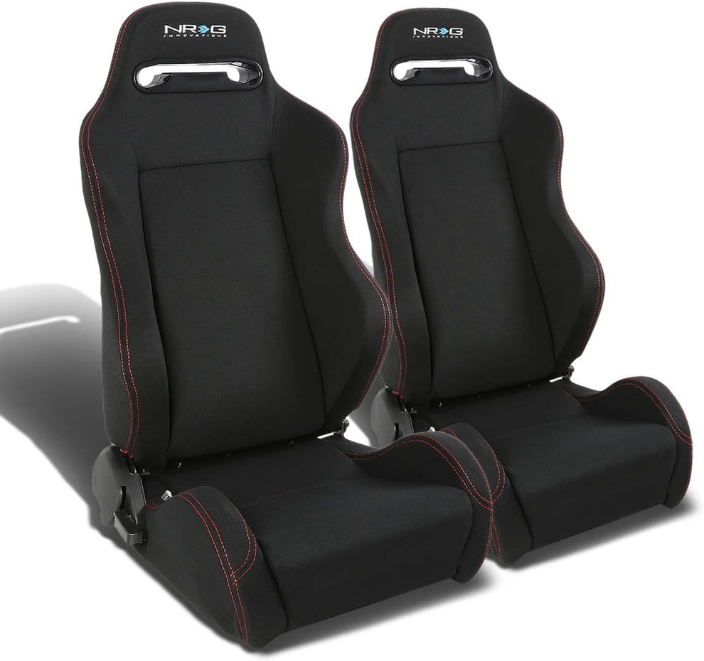 NRG TYPE-R FULLY RECLINABLE RED STITCH RACING SEATS - PRICED PER PAIR ...
