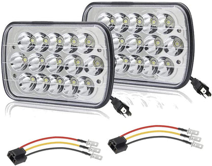 Black Pair 45w 7x6 5x7 6052 6054 H5054 H6054 Hilow Sealed Beam LED Headlights Replacement For Chevy Express Cargo Van 1500