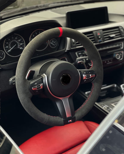 BMW F-Series Alcantara Suede Steering Wheel Cover DIY (Red Stripe)