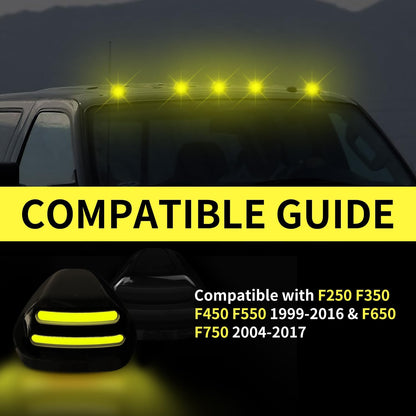1999-2016 Ford F250 Super Duty Smoked Amber Slim LED Roof Cab Lights