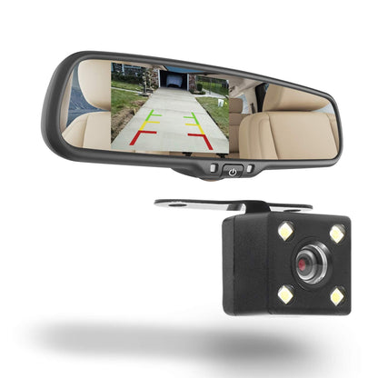 Master Tailgaters Rear View Mirror with Ultra Bright 4.5" Auto Adjusting Brightness LCD + HD 1080p DVR 360° Recorder - Universal Fit