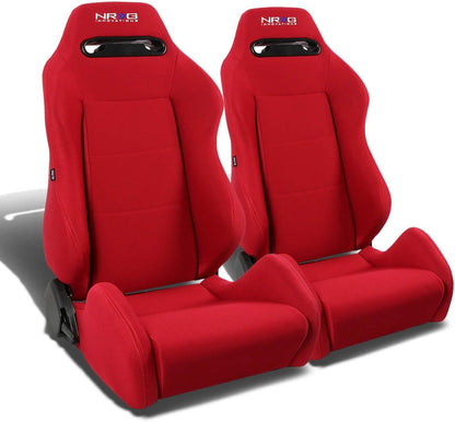 NRG TYPE-R FULLY RECLINABLE RED STITCH RACING SEATS - PRICED PER PAIR