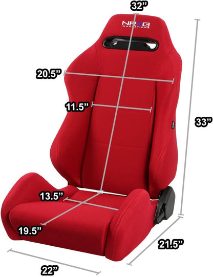 NRG TYPE-R FULLY RECLINABLE RED STITCH RACING SEATS - PRICED PER PAIR