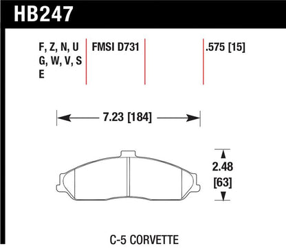 Hawk 97-06 Corvette (incl C5 Z06) Performance Ceramic Street Front Brake Pads
