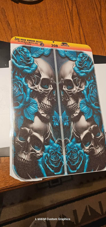 Teal Skull Side door window  208