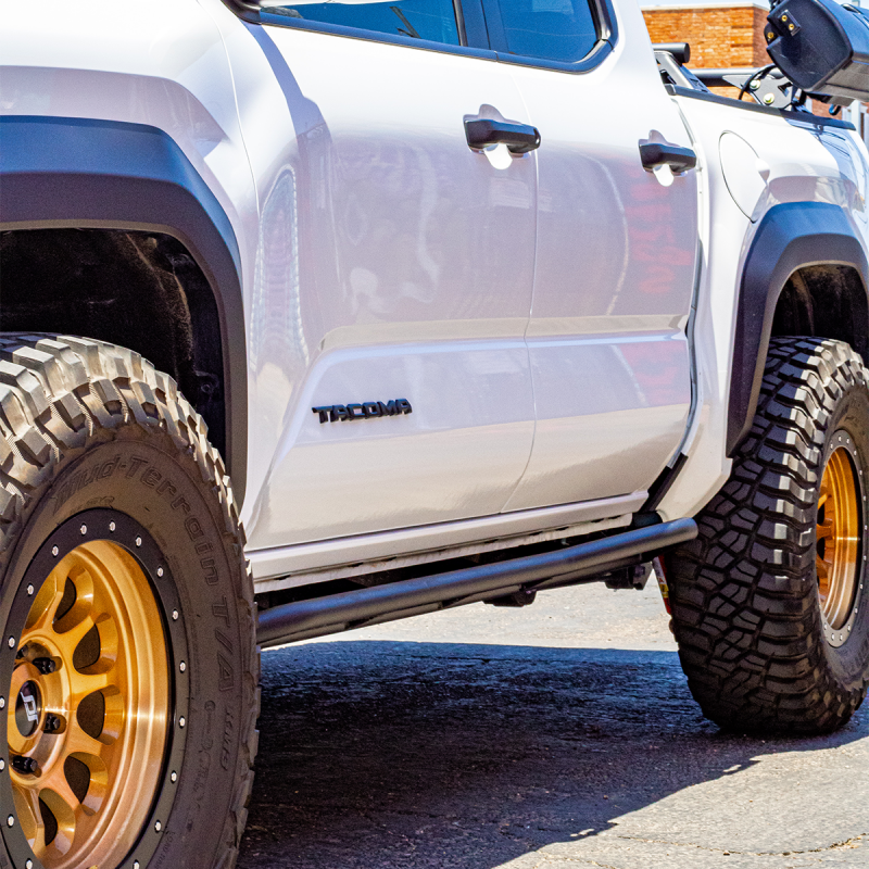 Cali Raised LED Cali Raised 2024+ Toyota Tacoma Trail Edition Rock Sliders - Double Cab Long Bed / Kick Out / Raw CR4069
