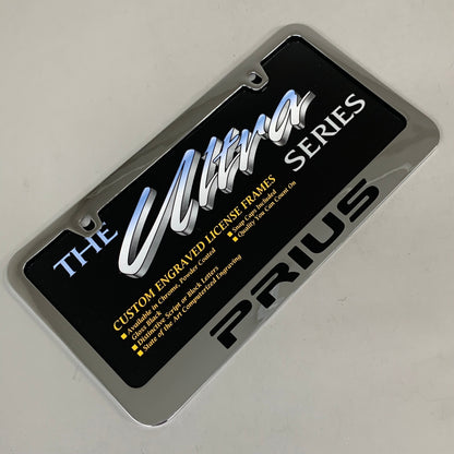 ELITE AUTOMOTIVE PRODUCTS Pruis Emblem Solid Brass License Plate Frame Chrome