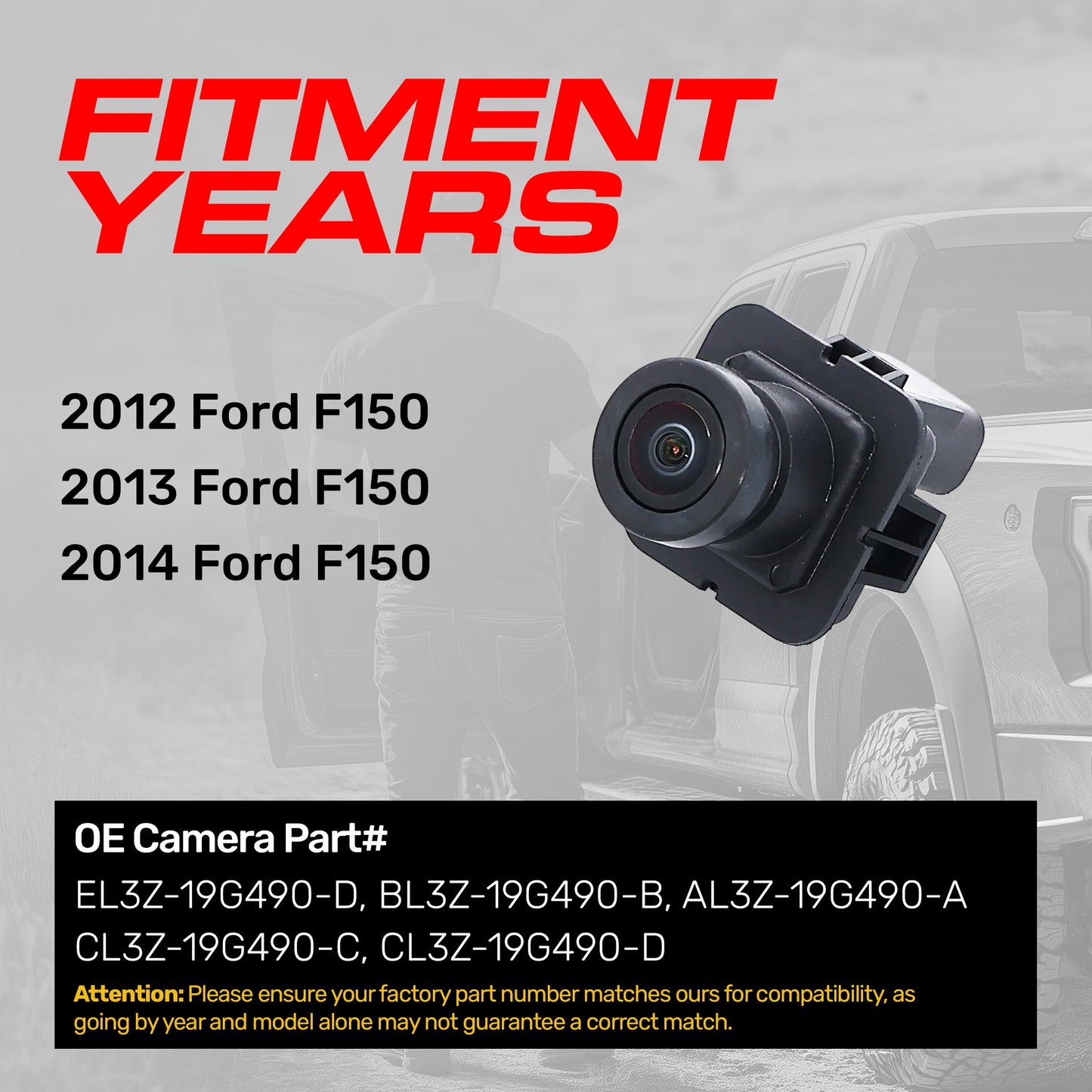 Ford F150 (2012-2014) OEM Replacement Backup Camera OE Part # EL3Z-19G490-D, BL3Z-19G490-B, AL3Z-19G490-A, CL3Z-19G490-C, CL3Z-19G490-D