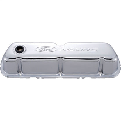 Ford Chrome Steel Valve Cover Set w/Ford Racing Logo FRD302-070