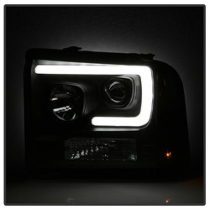 Spyder Ford F250/350/450 05-07 Projector Headlights - Light Bar DRL LED - Black PRO-YD-FS05V2-LB-BK 5084507