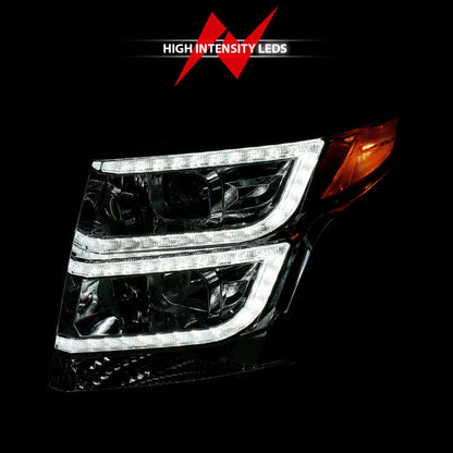 ANZO 2015-2020 Chevy Tahoe Projector Headlights Plank Style Chrome w/DRL 111493