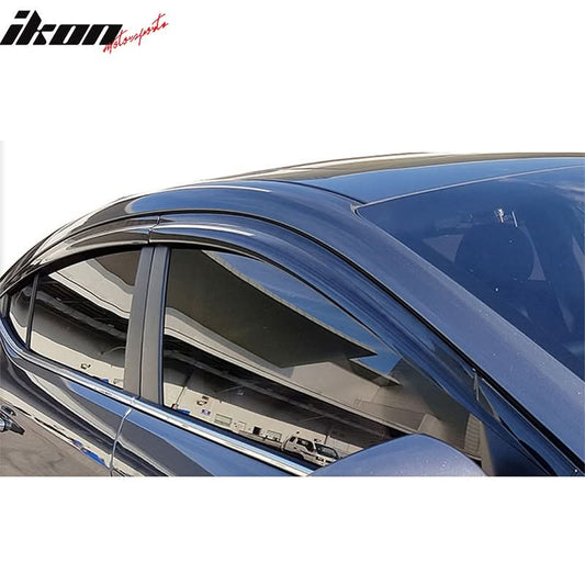 2017-2020 Hyundai Elantra Dark Smoke Window Visors Rain Sun Guard ABS