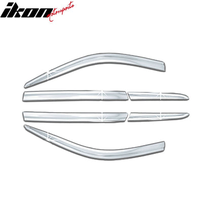 2007-2017 Jeep Compass Window Visor ABS Chrome Sun Rain Guard 6PC Vent