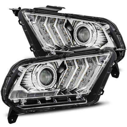AlphaRex 10-12 Ford Mustang LUXX LED Proj Headlights Plank Style Chrome w/Activ Light/Seq Signal 880117 *Discontinued