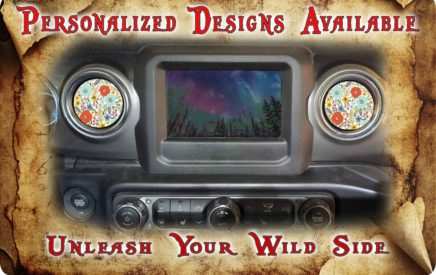 Steering wheel decal Whimsical flowers 210