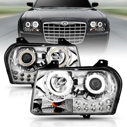 Anzo 2005-2010 Chrysler 300 Projector Headlights w/ Halo Chrome