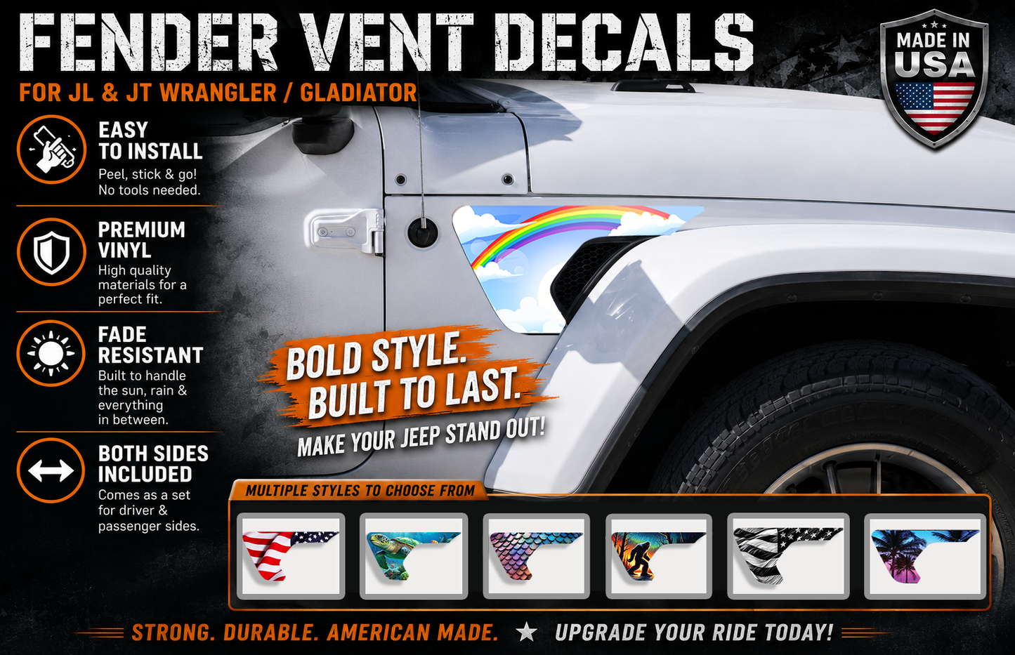 Rainbow sky fender vent for the JL or JT 2018 or newer 68