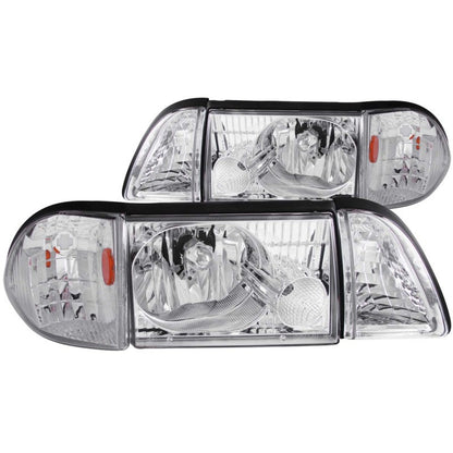 Anzo 1987-1993 Ford Mustang Crystal Headlights Chrome w/ Corner Lights 2pc
