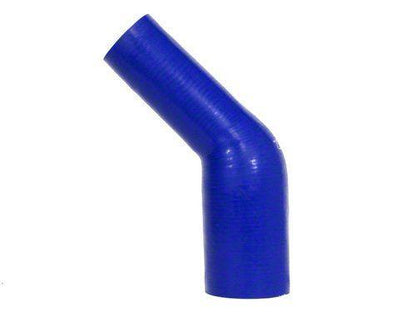 HPS 3-3/4" - 4" ID, Silicone 45 Degree Elbow Reducer Coupler Hose, High Temp 4-ply Reinforced, Blue, 95mm - 102mm ID