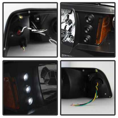 Spyder Ford Mustang 87-93 1PC LED (Replaceable LEDs)Crystal Headlights Black HD-YD-FM87-1PC-LED-BK 5012531
