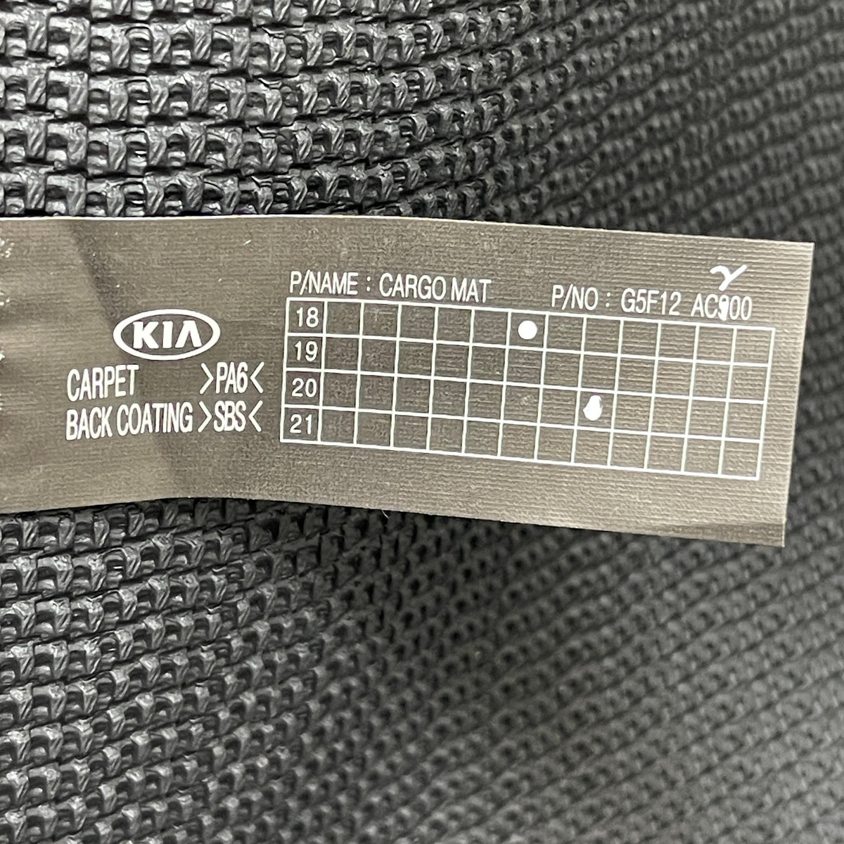 KIA Niro Cargo Mat Carpeted Cargo Liner G5. 12AC2. 0 FH G5F12-AC200