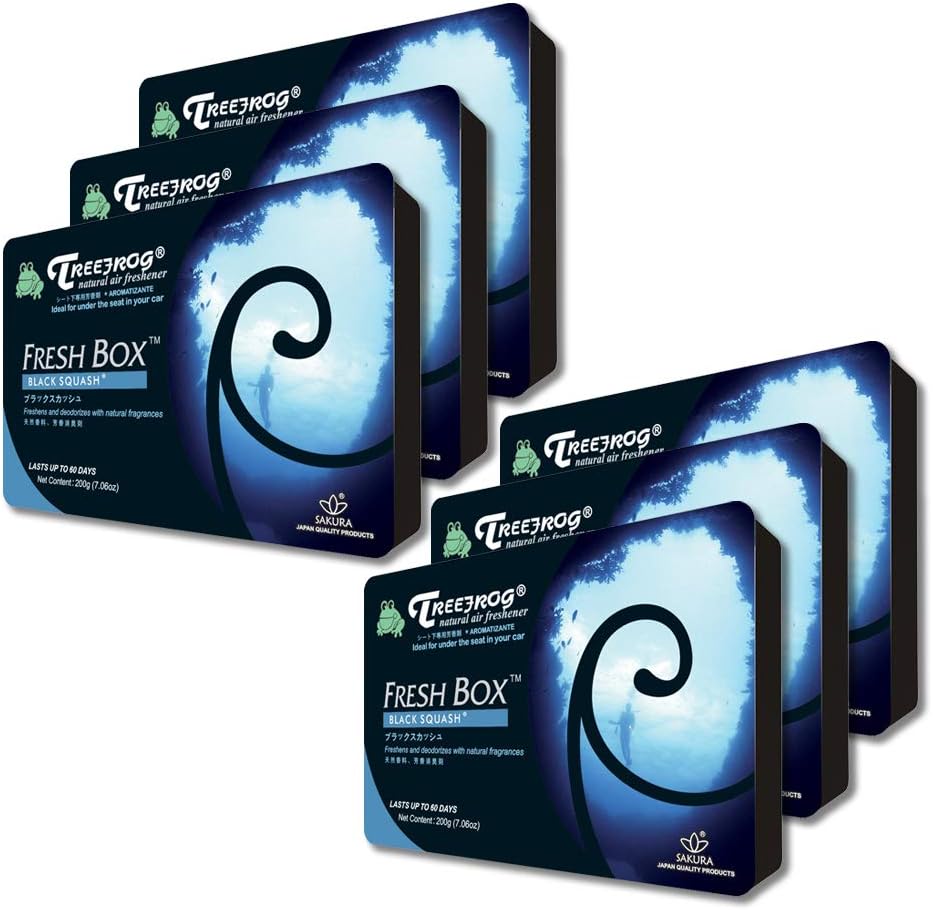 6 Pack Treefrog Xtreme Freshbox Air Freshener Black Squash Scent