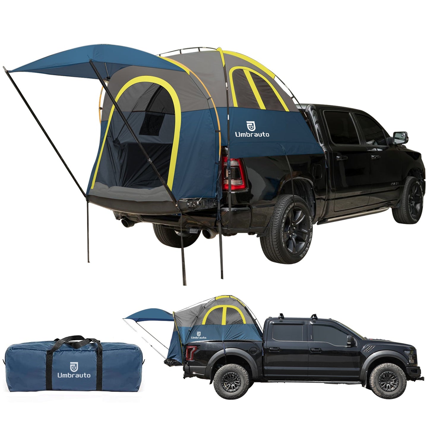 Umbrauto Truck Bed Tent with Awning,Fits 6.4-6.7 ft Truck Beds | PU3000mm Waterproof Pickup Tent