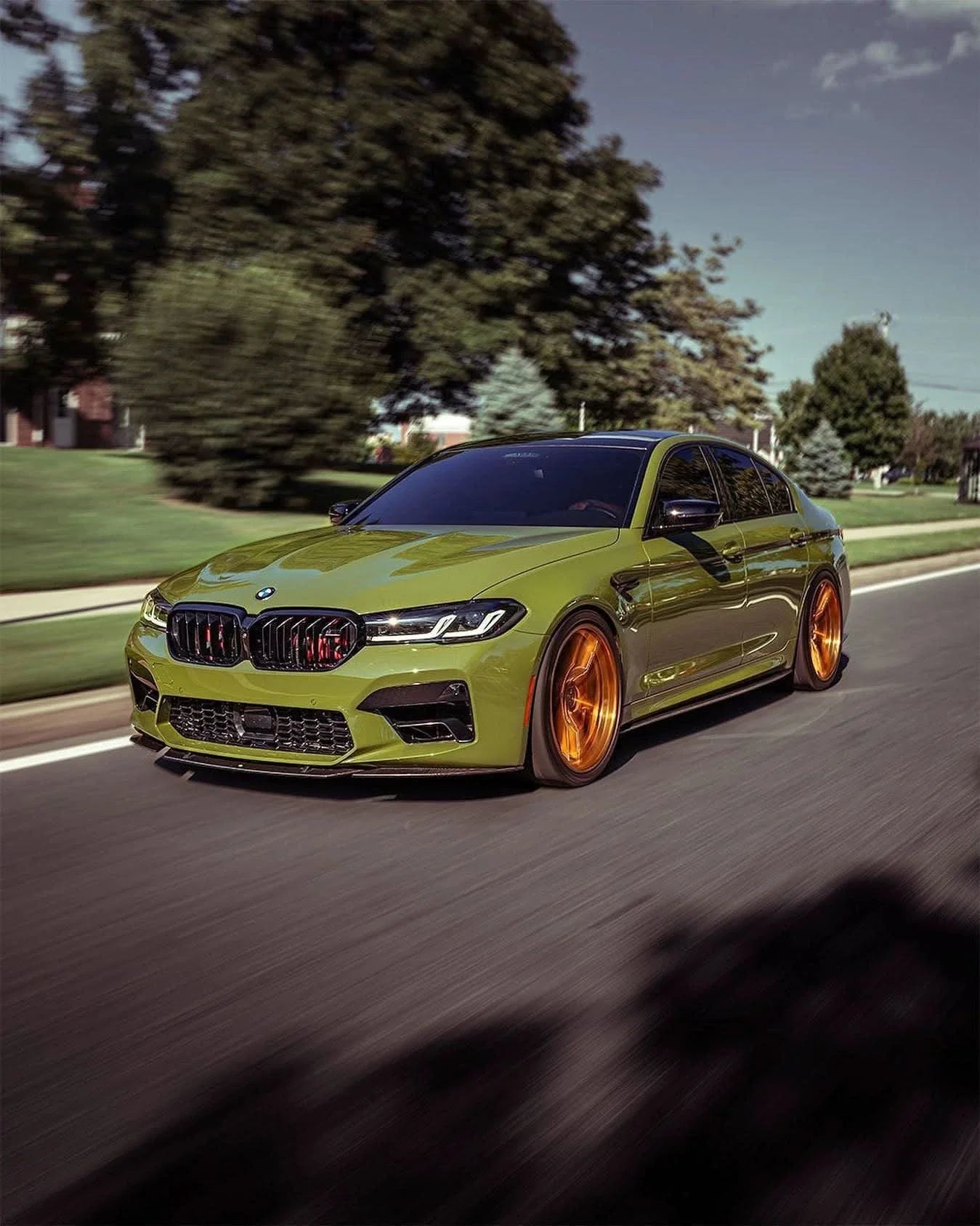 BMW 5 Series F90 M5 LCI ST Style Carbon Fiber Front Lip (2020+)