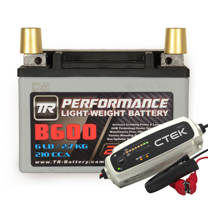 TR-B600 6LBS AGM Lightweight Battery Street Use Race Use Track Use Universal Fit with Battery Tender (Optional)