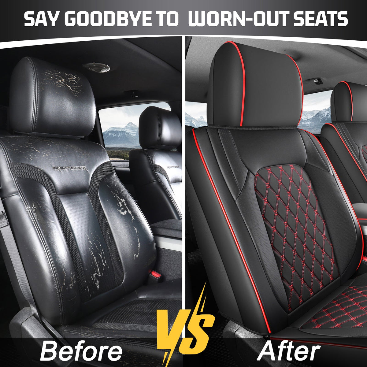 Umbrauto Leather Seat Covers for Silverado/Sierra, Waterproof Custom Full Set Seatcovers for Chevy Silverado/GMC Sierra 2007-2013 & 2019-2026 1500, 2020-2026 2500HD 3500HD Crew/Double/Extended Cab