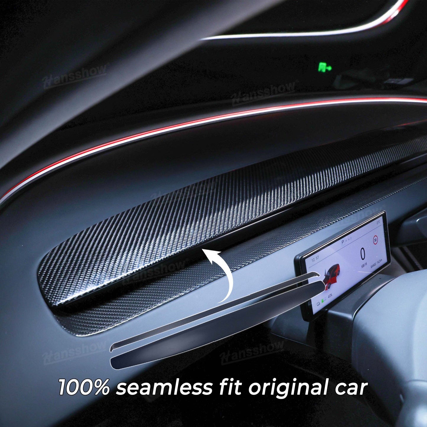 Tesla Dashboard Panel Trim Replacement In Real Carbon Fiber for Model 3 Highland & Y Juniper