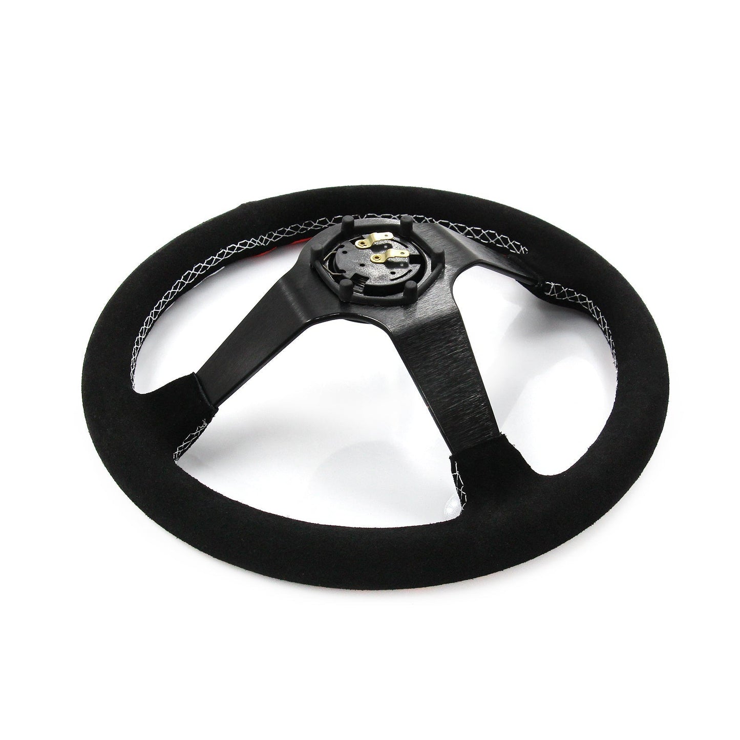 Have Faith Infiniti G35 G37 Suede 3"Deep Dish Steering Wheel + Quick Release Short Hub Adapter