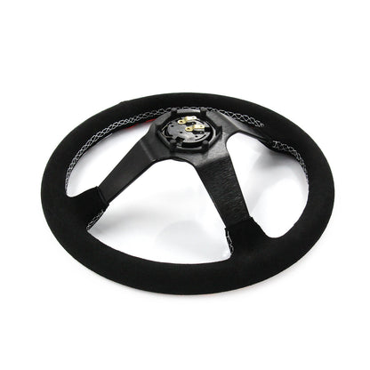Suede Steering Wheel + Short Hub Adapter Kit For Acura Honda Accord K20 K24 K20A Prelude TL CL
