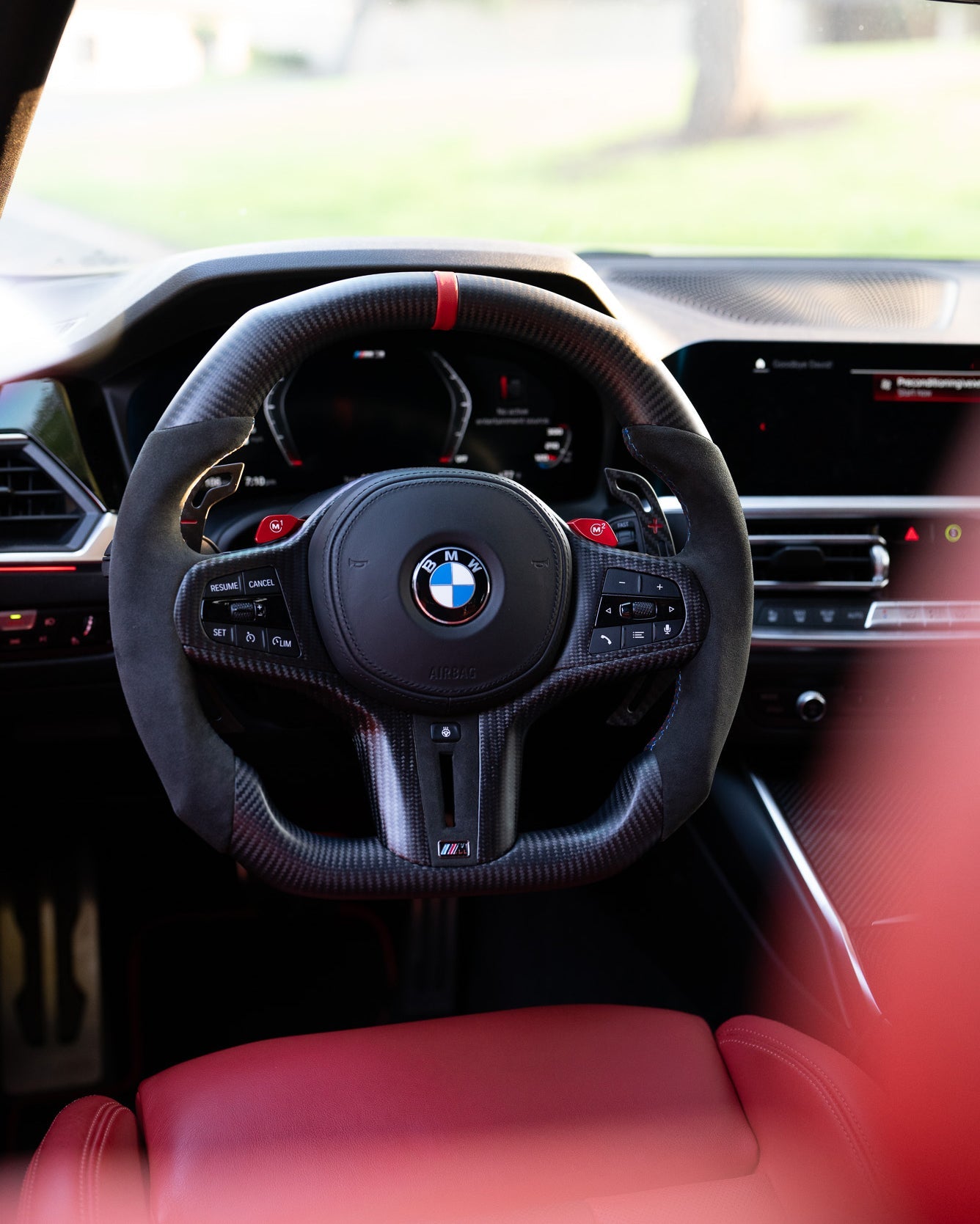 BMW Alcantara Flat Bottom Matte Carbon Fiber Steering Wheel for G Chassis- Carbone's Signature Design for G20 G30 G80 G82 M3 M4 M2 M340i