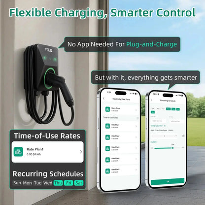 IYILO Level 2 EV Charger NEMA 14-50 J1772 Wall-mounted Plug In - 40A