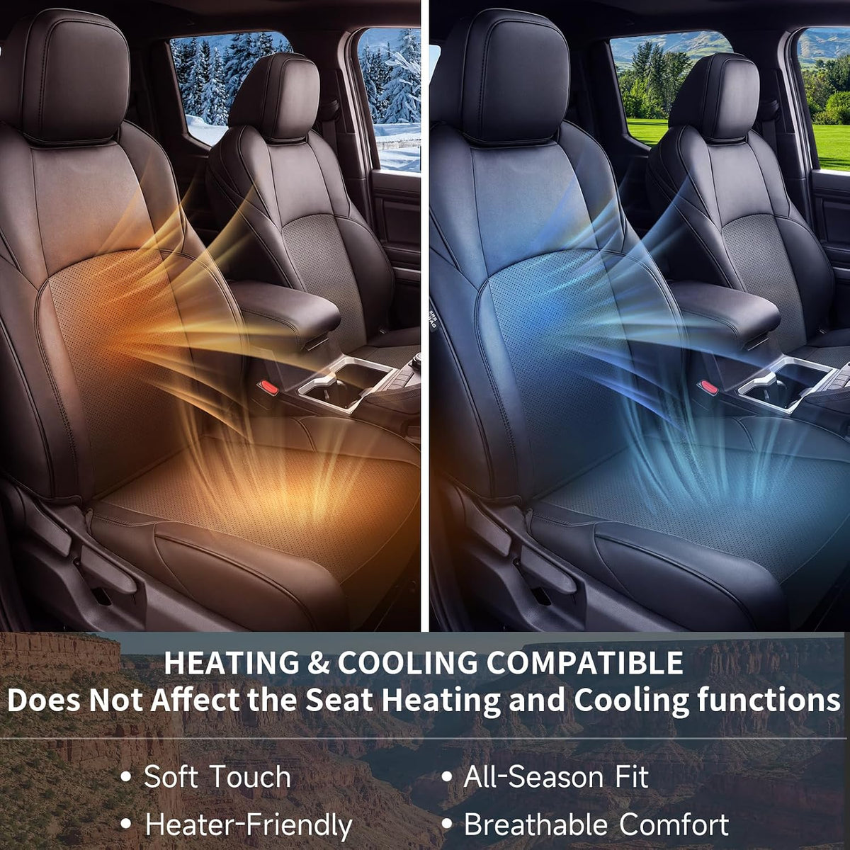 Truck Seat Covers for Toyota Tacoma 2024-2026 Double Cab, Nappa Leather, 3D Laser-Scan Custom Fit, Waterproof, Easy-Clean, Full Coverage, Airbag Compatible, Pet & Scratch Protection