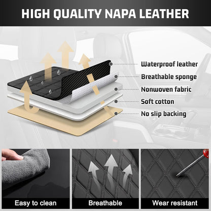 Umbrauto Seat Covers for Silverado/Sierra| Waterproof Leather Pickup Truck Custom Seat Covers Full Set for Chevy Silverado GMC Sierra ,Black