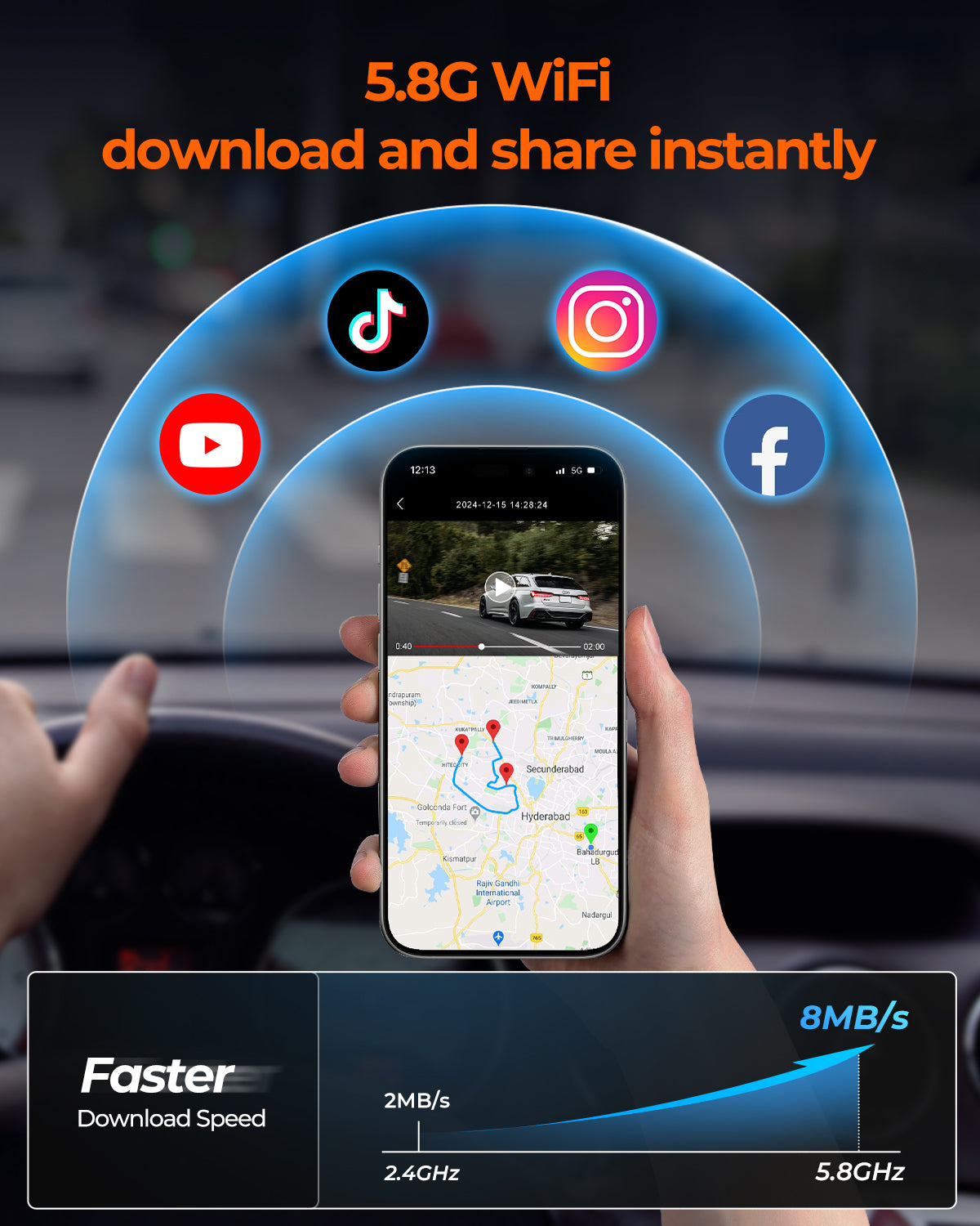 M4 Quad Mirror Dash Cam, 1080P 4-Cam, 12" IPS Touchscreen
