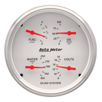 AutoMeter Gauge Quad 5in. 240 Ohm(e) to 33 Ohm(f) Elec Arctic White 1310